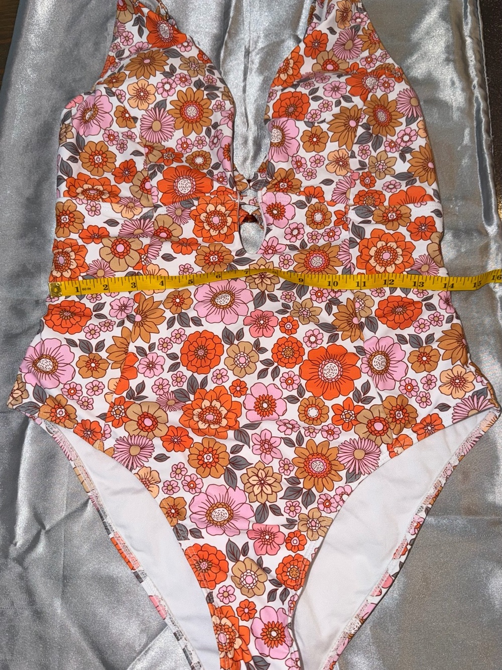 Floral One-Piece WomensSwimsuit - Pink & Orange
